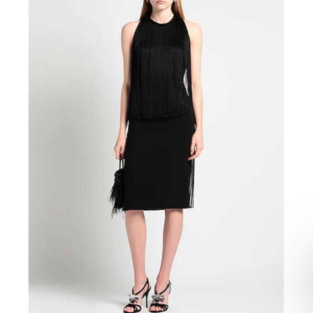 STELLA MCCARTNEY BLACK SLEEVELESS FRINGE DRESS - Picture 9 of 9